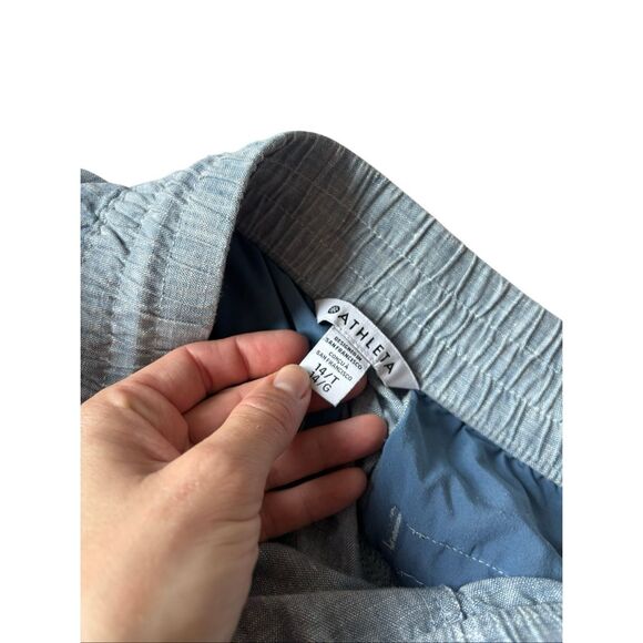 Athleta Retreat Linen Jogger Pants Chambray Blue Size 14 Tall - Picture 4 of 8